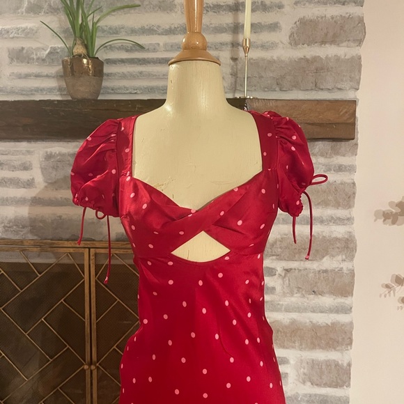 ASOS satin red polka dot dress - Picture 2 of 6